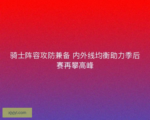 骑士阵容攻防兼备 内外线均衡助力季后赛再攀高峰